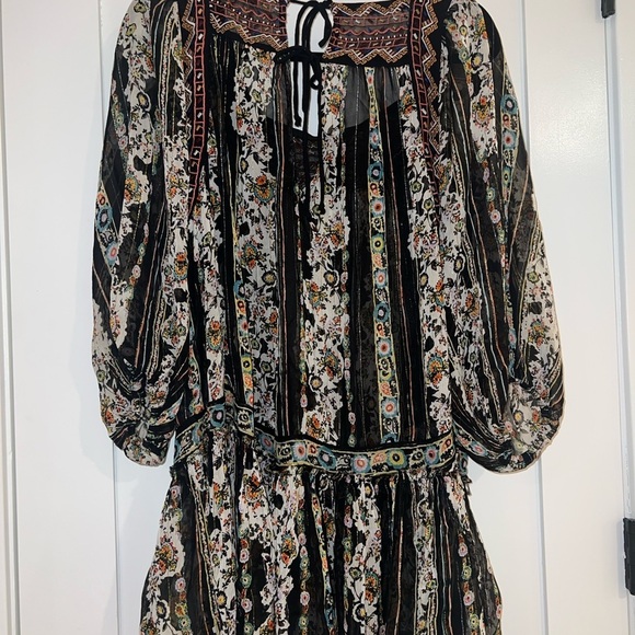 FP Free People Dance Magic Mini Dress Tunic Top Womens Sz XS Sheer Boho Flowy - Picture 7 of 13